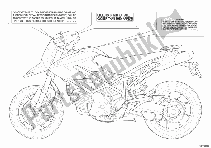 Wszystkie części do Etykiety Ostrzegawcze Ducati Hypermotard 1100 EVO SP USA 2012